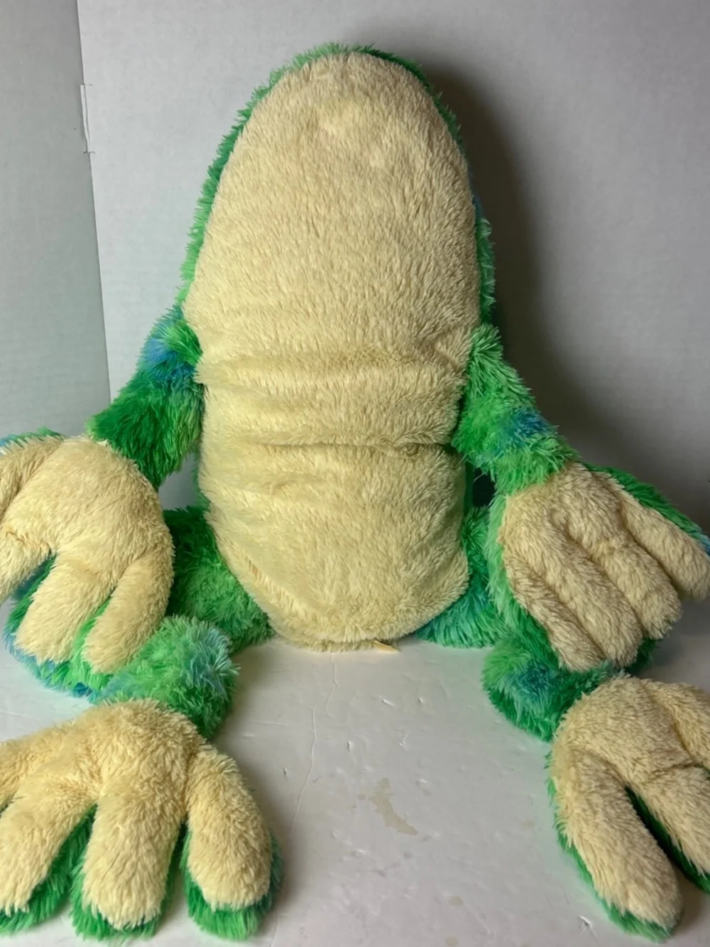 LARGE GREEN TIE DYE FROG PLUSH STUFF TOY ANIMAL FLOPPY HUGGABLE  BULGING EYES
